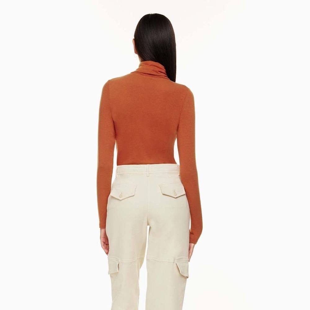 Aritzia Wilfred Only Turtleneck Burnt Orange Ribbed Top Size XS Women’s - Picture 2 of 11